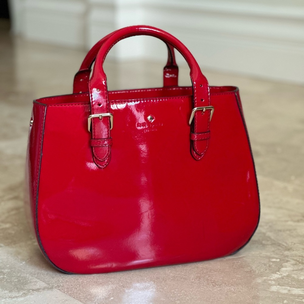 Kate Spade Carlisle Street Sylvie Handle Bag in Red patent w/ long strap. NWT - Picture 2 of 13